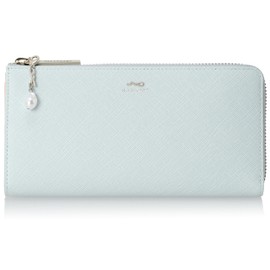 Jill Stuart JSLW3AT1 Long Wallet, Gloria, Cowhide Saffiano Leather, Lurex, Slim Wallet, L-Shaped Zipper, Thin, Compact, Simple, Original Charm Included, Women's, Stylish, Adult and Cute, ice blue, One