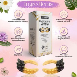 NixFlex Full-Eye Gel Patches C 20 Pairs | Under Eye Patches for Dark Circles, Puffiness & Wrinkles | Collagen & Hyaluronic Acid Eye Masks | Hydrating, Firming, Anti-Aging | Vegan & Sensitive Skin Friendly