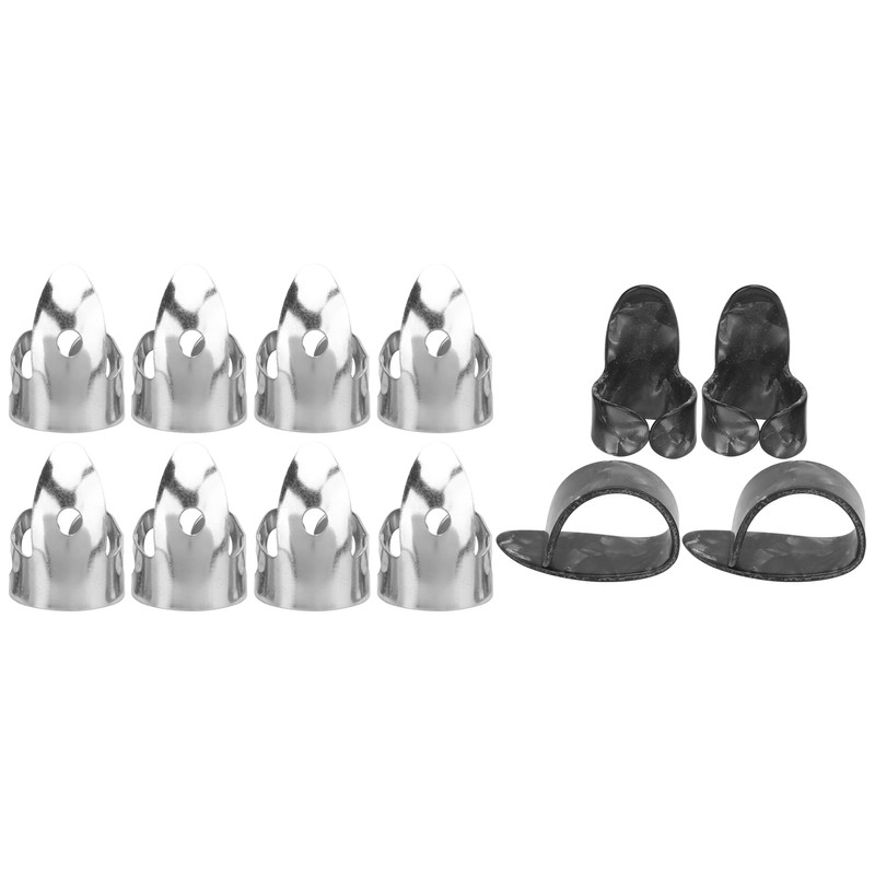 12Pcs Finger Picks Metal Celluloid Index Thumb Cots Guitar Playing