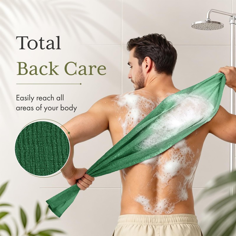 Exfoliating Washcloth Towel- Japanese Shower Back Scrubber, 3 Pack