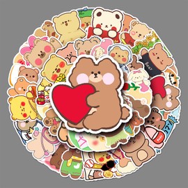 LYLSDSB Pack of 50 Cute Bears Stickers Waterproof Kawaii Bear Stickers for Car Laptop Luggage Skateboard Suitcase Bicycle Motorcycle Car Computer Vinyl Animal Graffiti Stickers for Children Adults