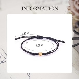 GLLBTPT Initial Bracelets Herzen Initiale Handgemachte Verstellbare Seil Armband, personalisierte Kommunion Geburtstag Geschenk für Frauen(C)