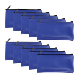 Pack of 10 A5 Wallets Bank Bag 23 x 12 cm PU Blue Money Folder Small with Zip Documents Money Saving Folder Waterproof Cosmetic Bag Purse for Business, School, Household