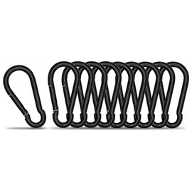 KINLINK 10 Pack Black Carabiner Clip, 1.57 inch Heavy Duty Spring Snap Hook, Small Caribeener Clips for Outdoor Camping, Swing Set, Hammock, Hiking Travel, Fishing, Quick Link Keychain