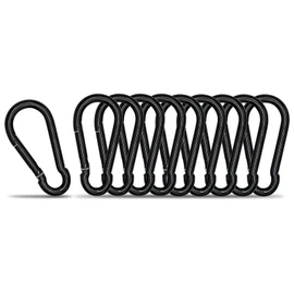 KINLINK 10 Pack Black Carabiner Clip, 1.57 inch Heavy Duty Spring Snap Hook, Small Caribeener Clips for Outdoor Camping, Swing Set, Hammock, Hiking Travel, Fishing, Quick Link Keychain
