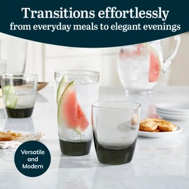 Libbey Classic Rocks and Tumbler Glasses Set of 16, Smoke Hue, Lead-Free Water Glasses , Dishwasher Safe Drinking Glasses Set