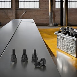 Aluminum Knurled Screws with Shoulder, M5 x 10mm, Total Length of Screw 20mm, Head Diameter 10mm - Set of 4 (Black)