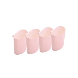 Rikyo Pack of 4 Hanging Cup Holders, Trolley Storage Basket, Hanging Flower Pots, Trolley Accessories, Storage Bucket, Pen Holder, Makeup Pen Holder, Office Kitchen Wall Organiser (Pink)