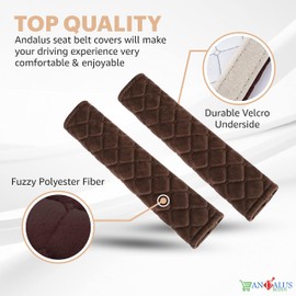 ANDALUS Soft Seat Belt Cover Pad Pack of 4, Drive Safely with Our Comfortable Seatbelt Covers, Universal Usage & Fit for All Cars, Suvs, Trucks & Backpack (Coffee, 10.8 Inch)