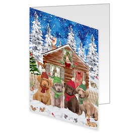 Doggie of the Day Cabin Furry Christmas Chesapeake Bay Retriever Dog Note Cards - Adorable Pets Invitation Cards with Envelopes - Pet Artwork Christmas Note Cards (1 Note Card)