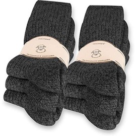 Normani 6 Pairs Norwegian Socks with Wool Charcoal Grey Winter Socks Men's Socks with Cushioned Sole, grey, 43-46