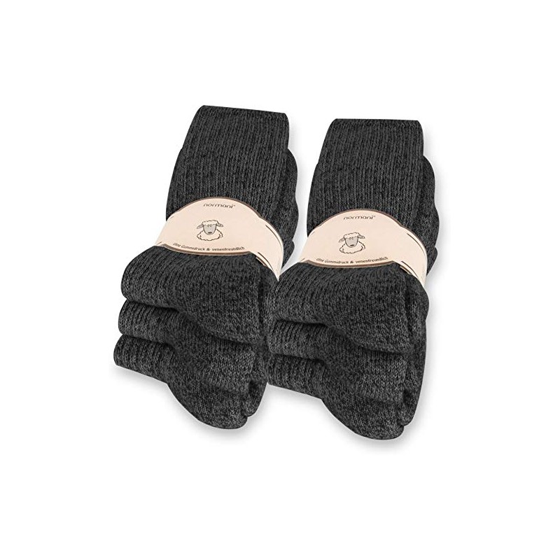 Normani 6 Pairs Norwegian Socks with Wool Charcoal Grey Winter