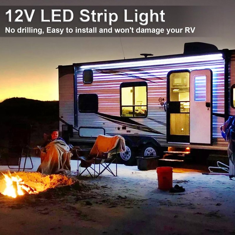 CCBASEBALL 20FT RV Awning Lights, IP68 Waterproof Camper Awning Lights,