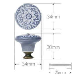 Auped 12 Vintage Style Furniture Knobs 34 mm for Kitchen Cabinet Vintage Drawer Knobs Retro Furniture Knobs Flower Design Drawer Knobs for Furniture Drawer Cabinet (Grey)