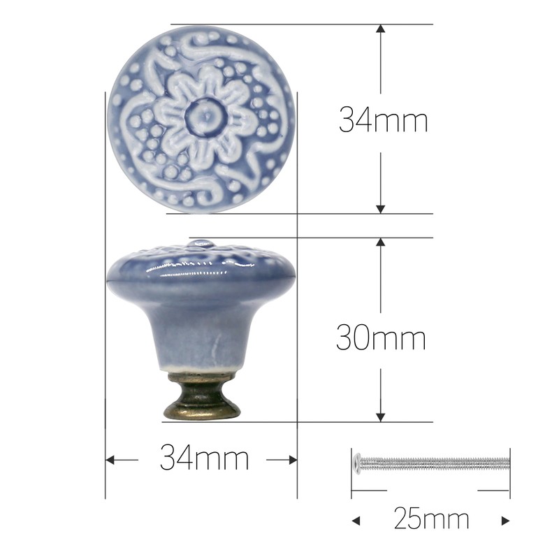 Auped 12 Vintage Style Furniture Knobs 34 mm for Kitchen