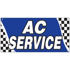 4LessCo 2x4 Feet AC SERVICE Banner Sign Fabric Polyester With Grommets, bb