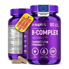 Complejo B Completo Vegano con Inositol y Colina – Vitaminas B1, B2, B3, B5, B6, B7, B9 y B12 – Suplemento para Energía y Sistema Nervioso – Sin Glute