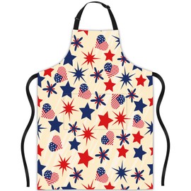 JASAKOO Patriotic Heart Flag Apron, Bib Apron with Adjustable Neck Waterproof for Women Men, Gifts for Home Kitchen Garden Cooking Waitress Chef Grill Bar Baking BBQ Barista Apron