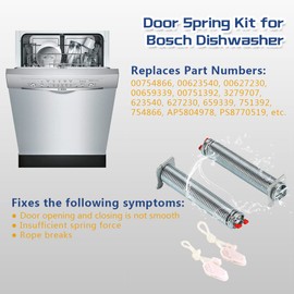 [Upgraded] 00754866 Dishwasher Door Spring Kit, Replacement Part for Bosch Dishwashers, Replaces 754866,00623540, 00627230, 00659339, 00751392, 3279707, 623540, 627230, 659339, 751392, PS8770519