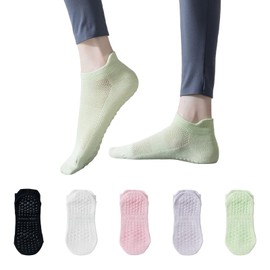 JEKUGOT 5 Pairs Grip Socks Pilates Socks Yoga Socks for Women Non Slip Socks For Barre,Hospital,Ballet,Dance, Pilates,Yoga,UK 4-7