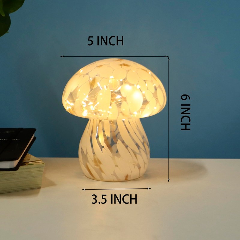 Small Glass Mushroom Table Lamp Night Light Bedside Desk Lamp
