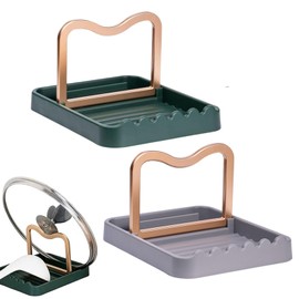 Set of 2 Cooking Spoon Rest, Foldable Pot Lid Holder, Spoon Rest Kitchen Plastic Cooking, Aluminium Cooking Spoon Rest for Kitchen Pot Lid and Spoon Drip Tray