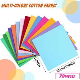 Sewing Patchwork Fabric, 70 Pieces Colourful Cotton Fabric Set 25 x 25 cm Cotton Fabric Packages Colourful Pattern Cotton Fabric, DIY Cotton Cloth Fabric Scraps Package for DIY Sewing Pattern Crafts