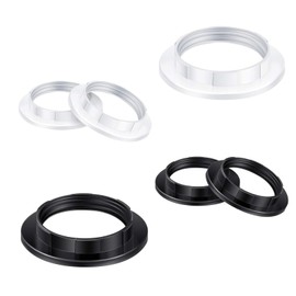 DHWEKU Pack of 6 E27 Screw Rings Plastic, E27 Screw Ring for Lamp Holder, Heat Resistant Thread Ring for Lampshade, for Lampshade or Glass Elements, 40 mm, White and Black