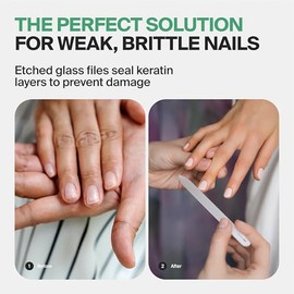GERmanikure Set de Limas de Uñas de Cristal Negro en Estuche de Piel Beige – Hecho A Mano en La República Checa – Artículos Profesionales para Manicur