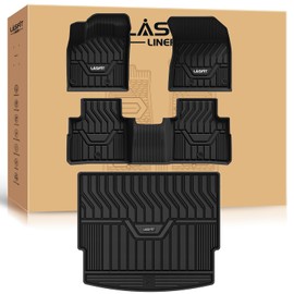 LASFIT Floor Mats & Cargo Mats for Nissan Rogue 2025 2024-2021(Not for Rogue Sport), Custom Fit 100% TPE All Weather Waterproof Floor Liners 1st & 2nd Row & Trunk Mats for Rogue S/SV/SL/Platinum,Black