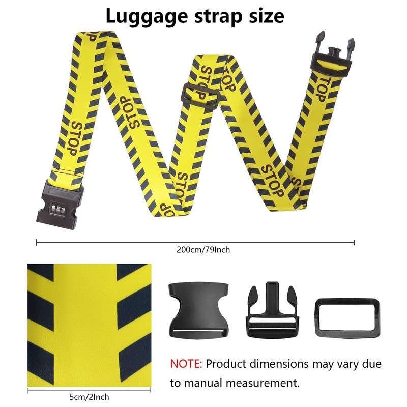 Luggage Strap with Combination Lock, Adjustable Non-Slip Luggage Strap, Long