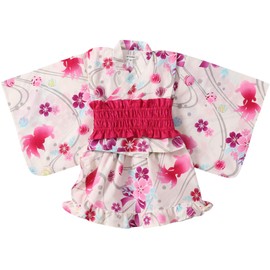 Arisana Baby Yukata, Girls, Separate (Top, Dress, Waistband, 3-Piece Set), goldfish white