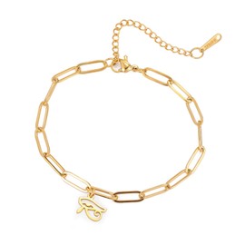 Eye of Horus Bracelets Anklet Stainless Steel Chic Simple Antique Symbol Eye of Horus Bracelet Clip Anklet Amulet Protection Jewellery, Taglia Unica, Stainless Steel, without stone (gold)