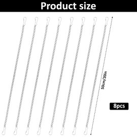 8 Pcs 20 Inch Stained Glass Window Hanging Chain, Stainless Steel Picture Hanging Chain with Hooks Decorative Chains for Suncatcher Crystals, Window Art, Outdoor, Walls Gardens, Kitchens