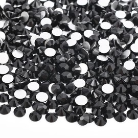 2880pcs SS10 2.8mm Black Nail Flatback Rhinestones bulk Nail Art Round K9 Glass Gems Beads Stones Diamonds Glitter Black Nail Charms Jewels for Nails Design Accessories Crafts Eye Makeup Clothes Shoes