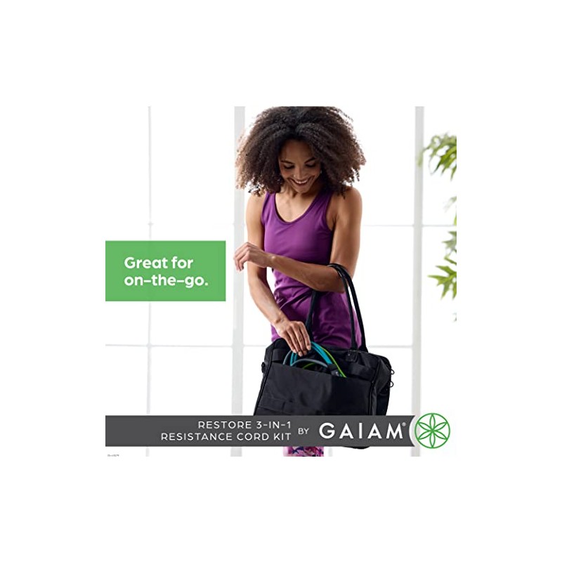 Gaiam 3-in-1 Resistance Band Kit with Comfort-Grip Handles and Interchangeable