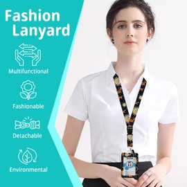 ID Badge Holder with Lanyard,Theme of Astrology Teacher Lanyards for ID Badges and Keys,Heavy Duty Retractable Badge Reel with Breakaway Lanyards,Vertical ID Holder for Nurse Doctor Teacher Student