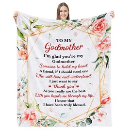 Merry Carve Flannel Godmother Gift Throw Blanket, 50*60inch, White, Soft Light Weight for Women, Perfect for Mother's Day, Christmas, Camping, Napping, All Seasons, Machine Wash