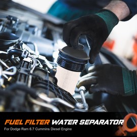 6.7L Cummins Fuel Filter Water Separator Set for 2019 2020 2021 2022 2023 2024 Dodge Ram 2500 3500 4500 5500 6.7 Cummins Diesel Turbo Engine Replaces 68157291AA, 68436631AA, 68065608AA, PF46152