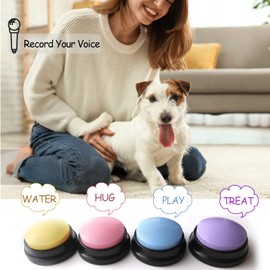 Voice Recording Button, Dog Buttons for Communication Pet Training Buzzer, 30 Second Record & Playback, Funny Gift for Study Office Home 4 Packs