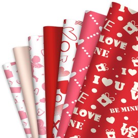 95 Sheets Valentines Tissue Paper, 17.7x13.8 Inch Valentine Gift Wrapping Paper Pattern Paper Set Decorative Paper for Wedding Anniversary DIY Scrapbook Craft Decor (5 Designs, 1 Red, 1 Pink)