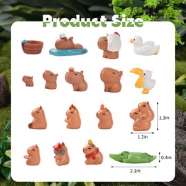 Redvigh Mini Capybara Figures, Resin Capybara Model Fairy Garden Accessories for Micro Landscape Bonsai Craft Decor