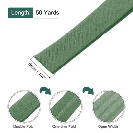 MECCANIXITY 1/4 Inch Double Fold Bias Tape Continuous Bulk Cotton Bias Tape for Sewing Seaming Quilting Hemming Binding Crafts (Army Green 50 Yards)