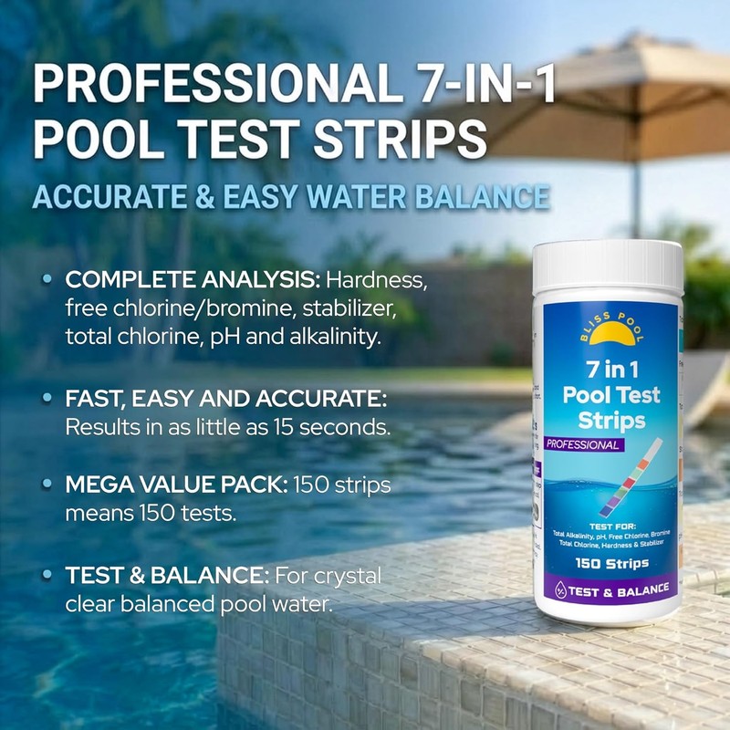 Pool Test Strips with App 7 in 1 (150 Strips)