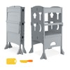 Costzon Toddler Tower, Foldable Kids Kitchen Step Stool w/Safety Rail,