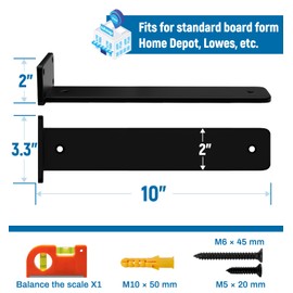 LEOPO 10 inch Floating Shelf Bracket, 1/4” Thick Heavy Duty Rustic Industrial Shelf Bracket, Floating Hidden Metal Shelf Bracket, 6 Pack
