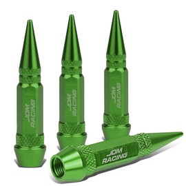 Auto Dynasty 60mm Anodized Aluminum Valve Stem Caps, Spiked Head Design Car Accessories, Universal Fit for Most Vehicles, Green (Pack of 4)