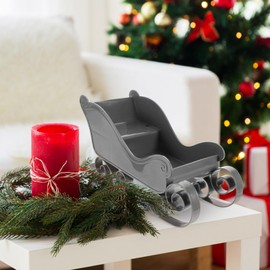 HOMSFOU Christmas Sleigh Plastic Santa Sleigh Ornament Tabletop Desktop Sled Figurine Reindeer Car Model Candy Dish for Holiday Centerpiece Home Office Decoration Grey