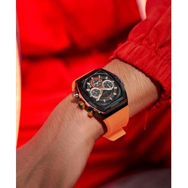 TEARTRACE Men's Watches with Silicone Strap Analog Quartz Waterproof Chronograph Luminous Tonneau Watches for Men, Big Face Sport Work Dress Unique Wrist Watch
