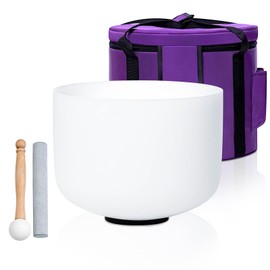 SOUNDELLO White G Note 8 inch Quartz Crystal Singing Bowl, for Healing Mindfulness Meditation Yoga Sound Baths, with Case Rubber Mallet